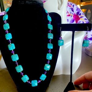 Jay King Turquoise & Amethyst Sterling Silver Necklace